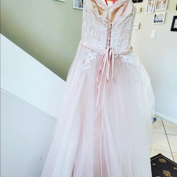 Beautiful sheer white with hints of pink prom dress never worn. Size 4 - Picture 3 of 15
